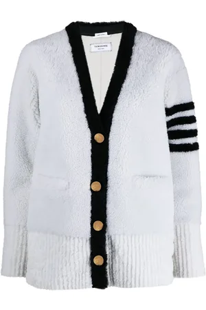 Thom Browne 4-Bar stripe shearling cardigan