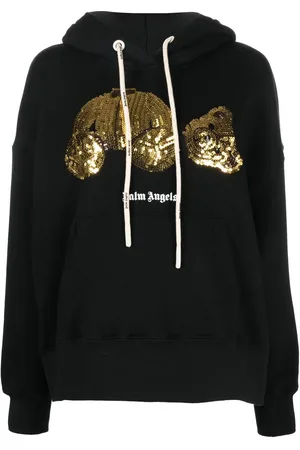 Palm Angels Sequined-bear oversized hoodie