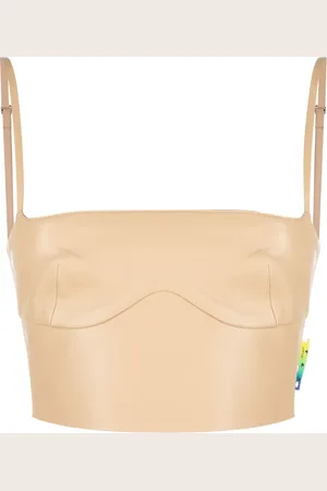 OFF-WHITE Cropped leather bustier top