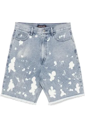Michael Kors Frayed splattered denim shorts