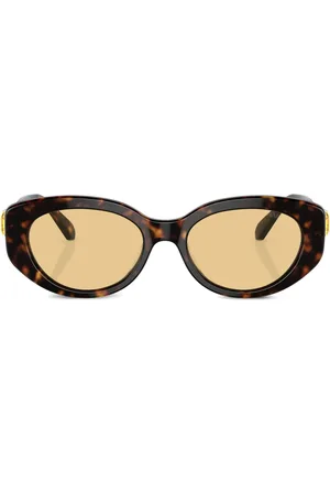 Swarovski Tortoiseshell-effect round-frame sunglasses