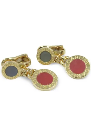 Bvlgari 2010s 18kt yellow rhodochrosite and chalcedony earrings