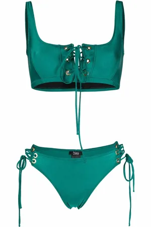 Noire Swimwear Lattice-strap metallic bikini set