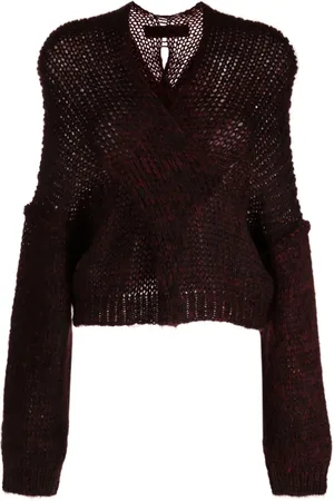 ISABEL BENENATO Open-knit V-neck jumper