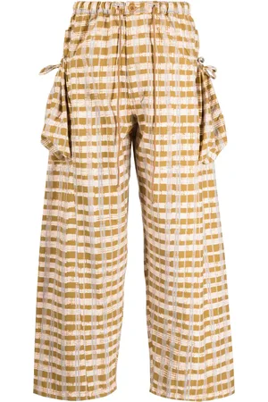 Story Check-print wide-leg trousers