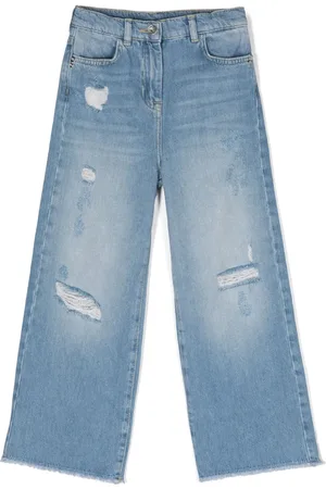 Patrizia Pepe Girl Distressed straight-leg jeans