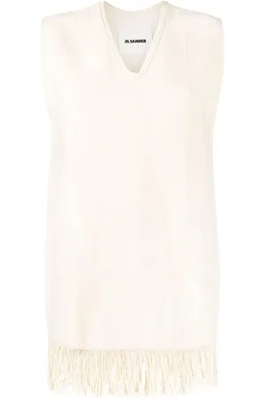 Jil Sander Fringed v-neck vest top