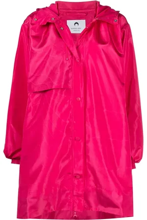 Marine Serre A-line moire hooded windbreaker coat