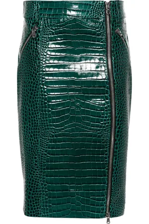 LAQUAN SMITH Crocodile-effect midi skirt