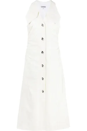 Ganni V-neck sleeveless midi dress