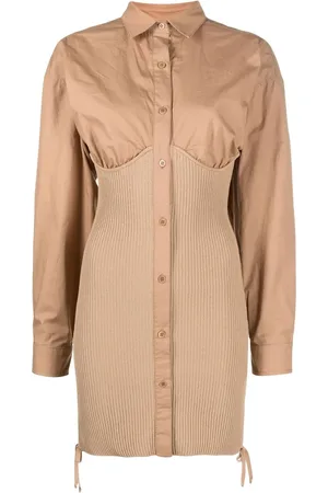 andre damo Ribbed mini shirt dress