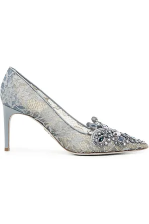 RENE CAOVILLA 70mm crystal-embellished lace pumps