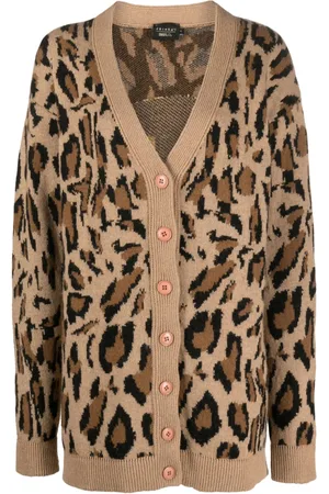 JOSHUA SANDERS Leopard-intarsia V-neck cardigan