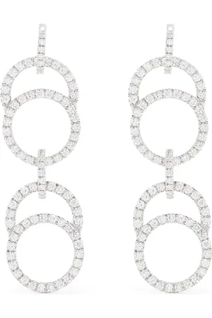 COURBET 18kt recycled white gold Celeste laboratory-grown diamond pav?? double hanging earrings