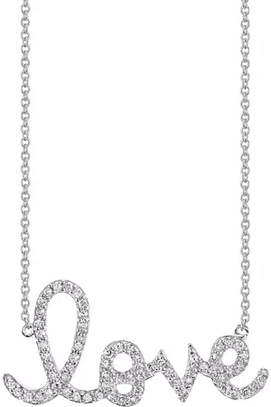 Sydney Evan 14kt white gold large diamond love necklace
