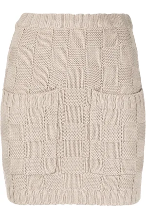 Staud Check-pattern knitted skirt