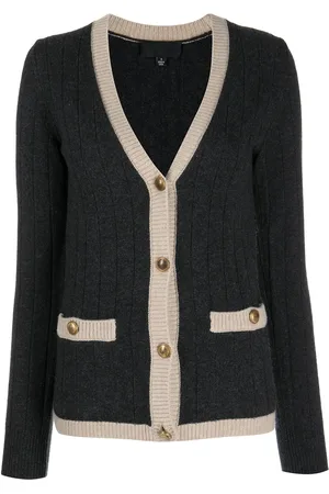 NILI LOTAN Contrast-border rib knit cardigan
