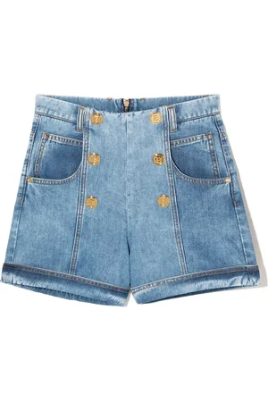 Balmain Decorative-button denim shorts