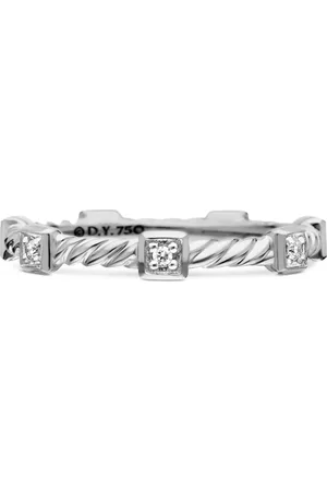 David Yurman 18kt white gold Cable Collectibles diamond stack ring (2mm)