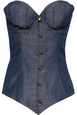 Saiid Kobeisy Button-detail denim corset top