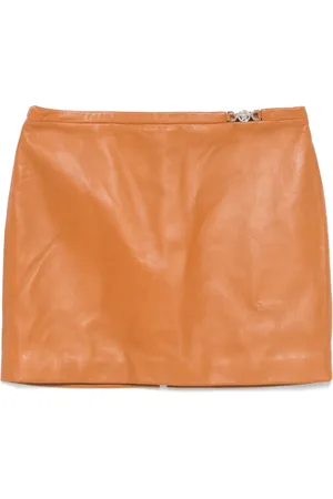 VERSACE Medusa-embellished leather mini skirt