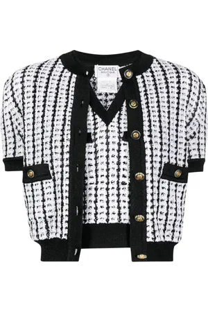 CHANEL 1997 tweed knitted top and cardigan