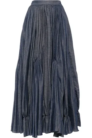 Saiid Kobeisy Gathered denim maxi skirt