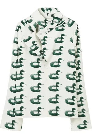 Burberry Duck-print wraparound-collar blouse