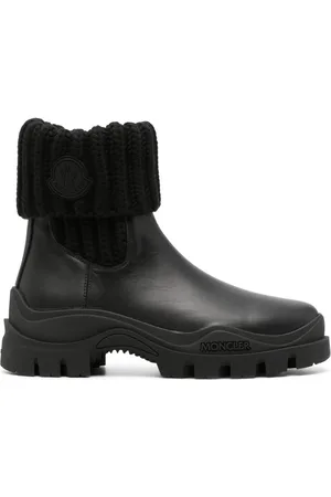 Moncler Larue ribbed-knit leather boots