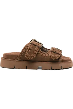 Mou Whipstitch-trim suede slides