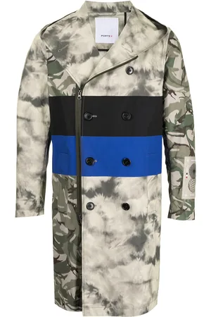 Ports V Striped camouflage print zipped coat