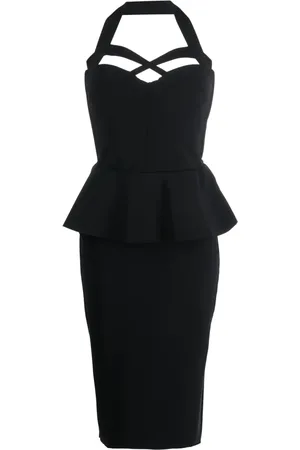 CHIARA BONI Ruffled halterneck midi dress