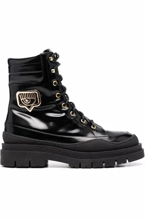 Chiara Ferragni Logo-plaque leather boots