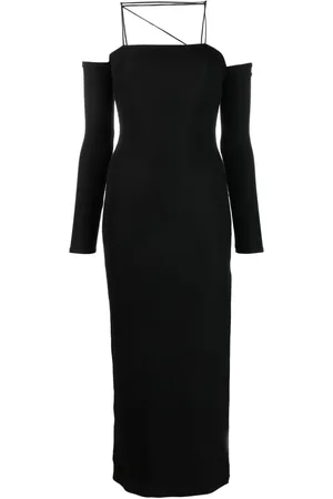 Lama Jouni Off-shoulder side-slit dress