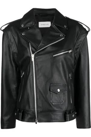 Armarium Off-centre zip leather jacket