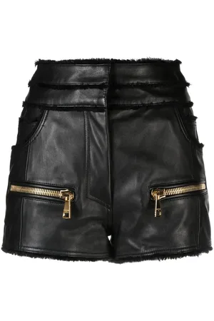 Balmain Mid-rise leather shorts