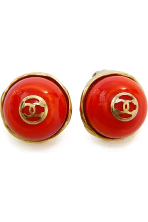 CHANEL 1984-1992 CC logo cabochon clip-on earrings