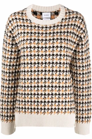 Barrie Houndstooth-pattern cashmere pullover
