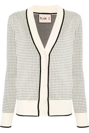 Plan C Strickjacke windowpane-jacquard cardigan