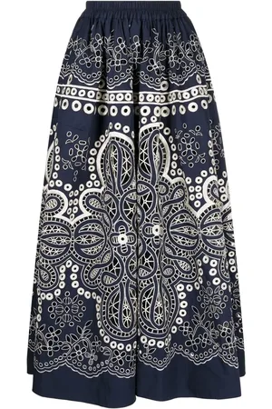 BIYAN Floral-embroidered full skirt