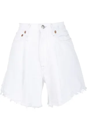 R13 High-rise raw-cut shorts