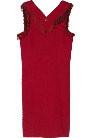 CHANEL 2014 fringed wool tweed dress