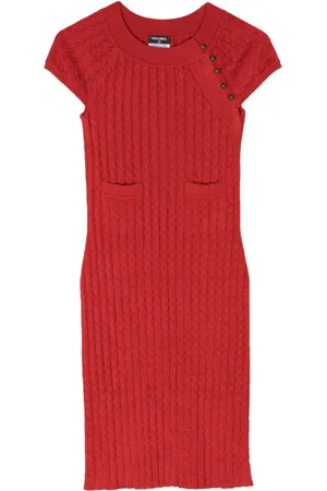 CHANEL Boucl??-knit midi dress