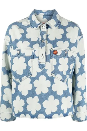 Kenzo Hana Dots-print denim polo shirt