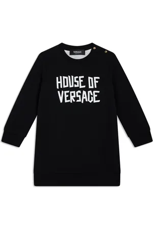 VERSACE Logo-print long sleeve dress