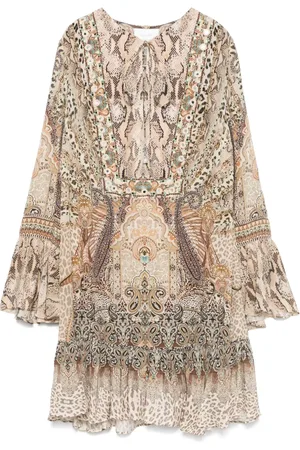 Camilla Frilled long-sleeves mini dress
