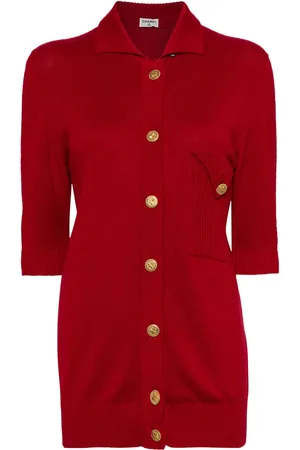 CHANEL 2000s logo buttons fine-knitted top