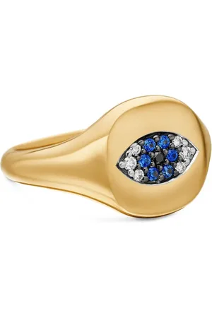 David Yurman 18kt yellow Cable Collectibles Evil Eye sapphire and diamond pinky ring (9.7mm)