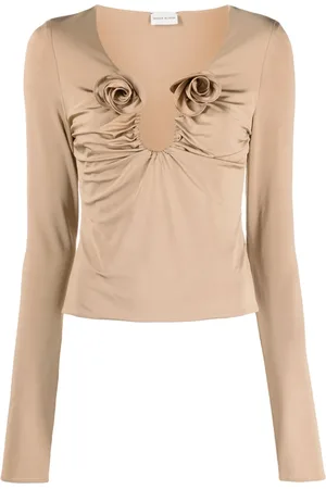MAGDA BUTRYM Floral-appliqu?? gathered blouse