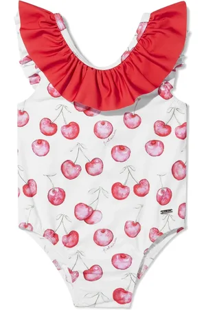 PATACHOU Cherry-print ruffled swimsuit